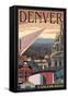 Denver, Colorado - Skyline View-Lantern Press-Framed Stretched Canvas