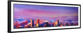 Denver Colorado Skyline with luminous Rocky Mounta-Markus Bleichner-Framed Premium Giclee Print