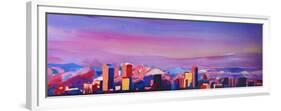 Denver Colorado Skyline with luminous Rocky Mounta-Markus Bleichner-Framed Premium Giclee Print