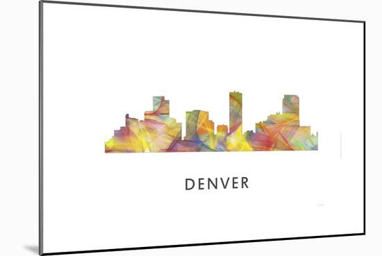 Denver Colorado Skyline-Marlene Watson-Mounted Giclee Print