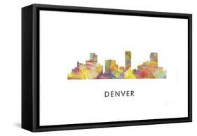 Denver Colorado Skyline-Marlene Watson-Framed Stretched Canvas