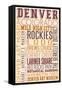 Denver, Colorado - Typography-Lantern Press-Framed Stretched Canvas