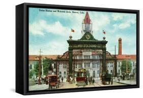 Denver, Colorado - Union Station and 17th Street Welcome Arch-Lantern Press-Framed Stretched Canvas