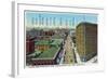 Denver, Colorado - View Down 17th Street Showing Brown Palace Hotel-Lantern Press-Framed Art Print