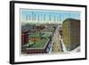 Denver, Colorado - View Down 17th Street Showing Brown Palace Hotel-Lantern Press-Framed Art Print