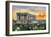 Denver, Colorado, View of a Sunset Scene in a Crowded Cheesman Park-Lantern Press-Framed Art Print