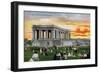 Denver, Colorado, View of a Sunset Scene in a Crowded Cheesman Park-Lantern Press-Framed Art Print