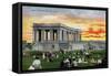 Denver, Colorado, View of a Sunset Scene in a Crowded Cheesman Park-Lantern Press-Framed Stretched Canvas