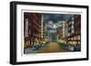 Denver, Colorado, View of Curtis Street at Night, no.2-Lantern Press-Framed Art Print