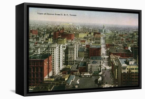 Denver, Colorado, View of Denver from the Daniels and Fisher Tower-Lantern Press-Framed Stretched Canvas