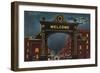 Denver, Colorado, View of the 17th Street Welcome Arch at Night-Lantern Press-Framed Art Print