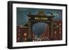 Denver, Colorado, View of the 17th Street Welcome Arch at Night-Lantern Press-Framed Art Print
