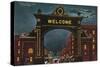 Denver, Colorado, View of the 17th Street Welcome Arch at Night-Lantern Press-Stretched Canvas