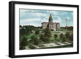 Denver, Colorado, View of the State Capitol Building and Grounds-Lantern Press-Framed Art Print