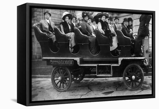 Denver, Colorado, View of Tourists on a Seeing Denver Bus-Lantern Press-Framed Stretched Canvas