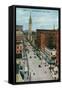 Denver, Colorado, View up 16th Street from Glenarm Street-Lantern Press-Framed Stretched Canvas