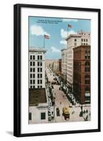 Denver, Colorado, View up 17th Street from Champa Street-Lantern Press-Framed Art Print