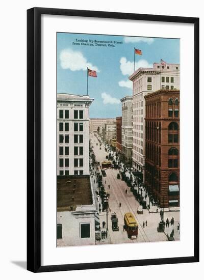 Denver, Colorado, View up 17th Street from Champa Street-Lantern Press-Framed Art Print