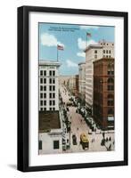 Denver, Colorado, View up 17th Street from Champa Street-Lantern Press-Framed Art Print