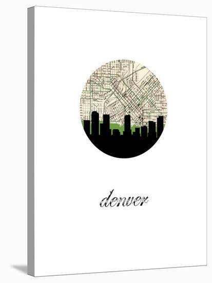 Denver Map Skyline-Paperfinch 0-Stretched Canvas