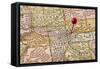 Denver on Vintage 1920S Map of Colorado with a Red Pushpin, Selective Focus (Printed in 1926 - Copy-PixelsAway-Framed Stretched Canvas