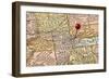 Denver on Vintage 1920S Map of Colorado with a Red Pushpin, Selective Focus (Printed in 1926 - Copy-PixelsAway-Framed Photographic Print