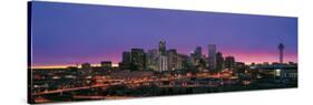 Denver Skyline at Night-null-Stretched Canvas