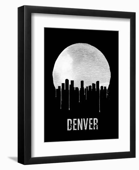 Denver Skyline Black-null-Framed Art Print