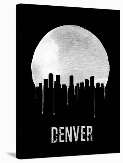 Denver Skyline Black-null-Stretched Canvas