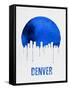 Denver Skyline Blue-null-Framed Stretched Canvas