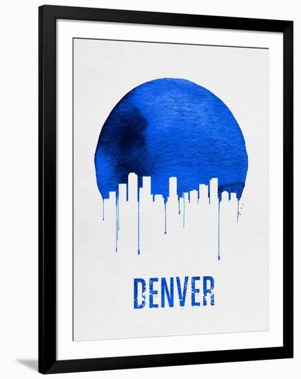 Denver Skyline Blue-null-Framed Art Print