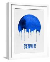 Denver Skyline Blue-null-Framed Art Print