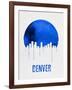 Denver Skyline Blue-null-Framed Art Print