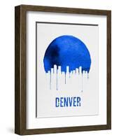 Denver Skyline Blue-null-Framed Art Print