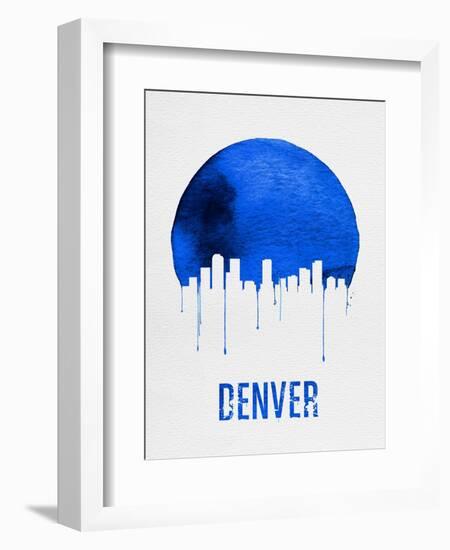 Denver Skyline Blue-null-Framed Art Print