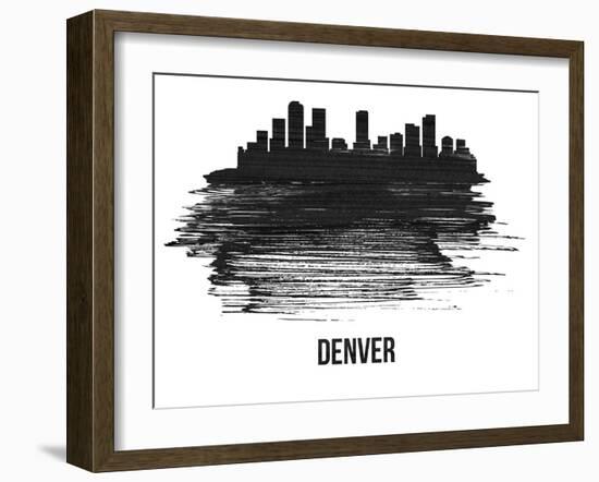 Denver Skyline Brush Stroke - Black II-NaxArt-Framed Art Print