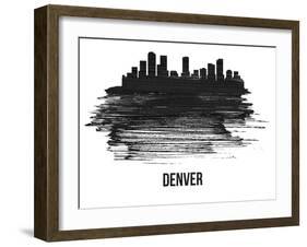 Denver Skyline Brush Stroke - Black II-NaxArt-Framed Art Print