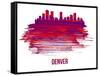 Denver Skyline Brush Stroke - Red-NaxArt-Framed Stretched Canvas