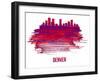 Denver Skyline Brush Stroke - Red-NaxArt-Framed Art Print