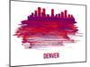 Denver Skyline Brush Stroke - Red-NaxArt-Mounted Art Print