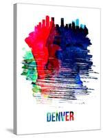 Denver Skyline Brush Stroke - Watercolor-NaxArt-Stretched Canvas