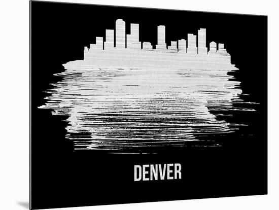 Denver Skyline Brush Stroke - White-NaxArt-Mounted Art Print