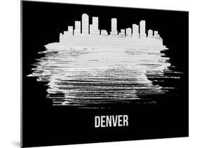 Denver Skyline Brush Stroke - White-NaxArt-Mounted Art Print