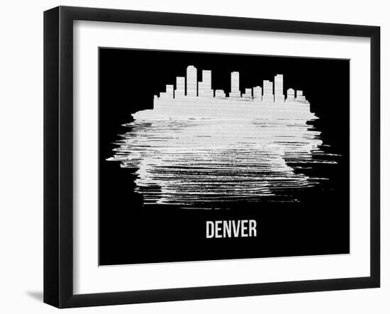 Denver Skyline Brush Stroke - White-NaxArt-Framed Art Print