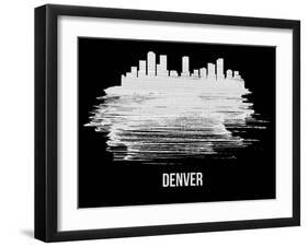 Denver Skyline Brush Stroke - White-NaxArt-Framed Art Print