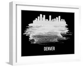 Denver Skyline Brush Stroke - White-NaxArt-Framed Art Print