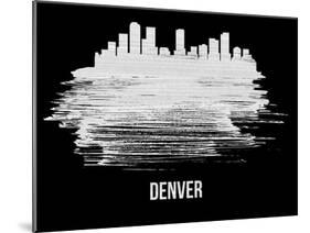Denver Skyline Brush Stroke - White-NaxArt-Mounted Art Print