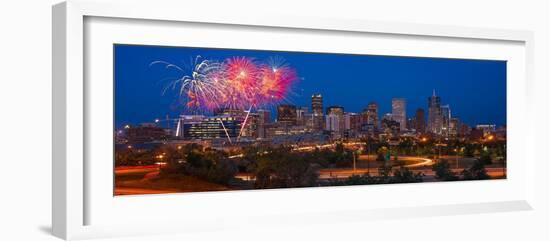 Denver Skyline Fireworks-Steve Gadomski-Framed Photographic Print