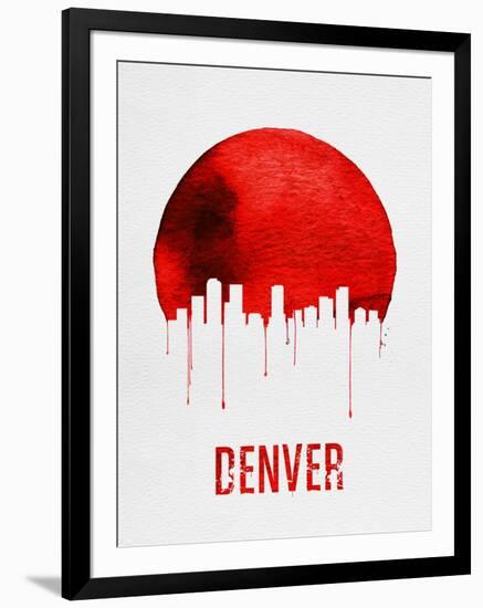 Denver Skyline Red-null-Framed Art Print