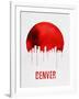 Denver Skyline Red-null-Framed Art Print